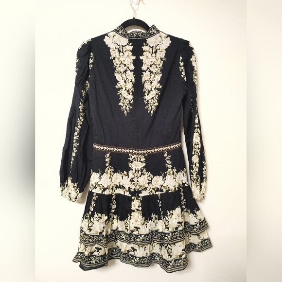 Alice + Olivia cotton valencia min Black and Cream Long Sleeve Dress - Picture 11 of 16